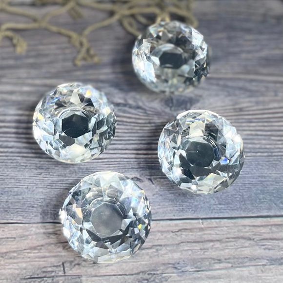 NEW 4 DIAMOND Crystal-Glass Drawer Cabinet Knobs Pulls Hardware Bundle Lot Set - Picture 3 of 12